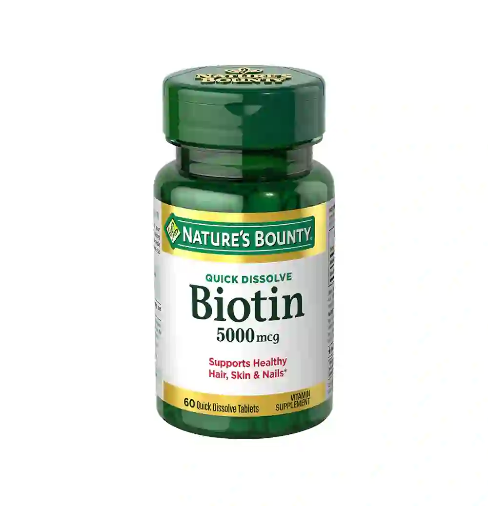 Nature's Bounty Biotin 5000 mcg Tabletas para Soporte de Cabello, Piel y Uñas, 60 Uds