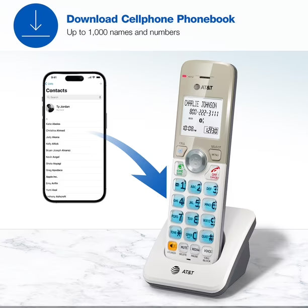 Accesorio de Teléfono Inalámbrico AT&T DL70019 con Bluetooth y Bloqueo de Llamadas | Auricular Adicional DECT 6.0 110V