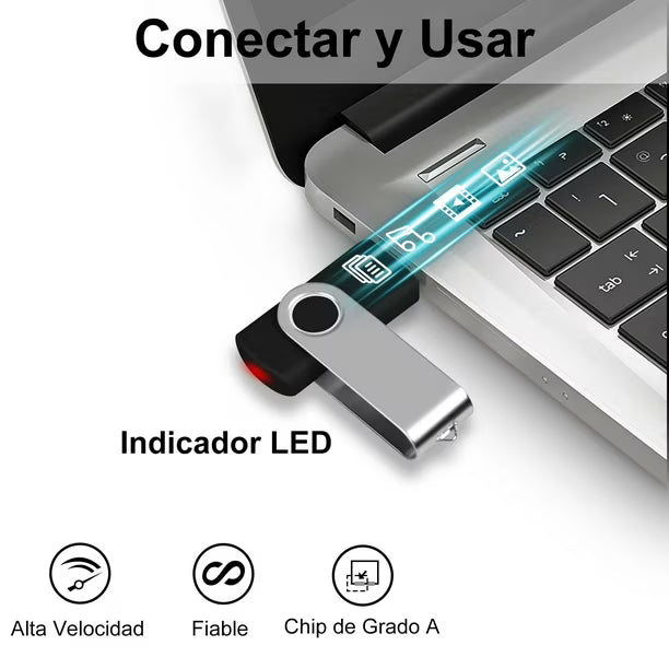 Pack de 5 Unidades, Pendrive de 64 GB Memoria USB Metálico USB 2.0