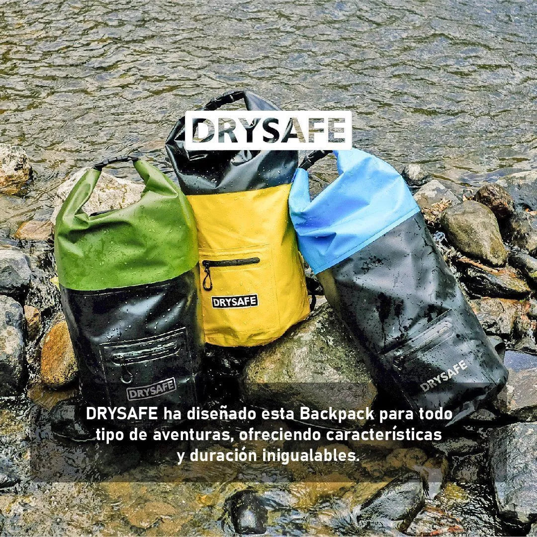 Mochila Morral Impermeable DRYSAFE 30 Litros | Waterproof | Roll Top | Amarilla