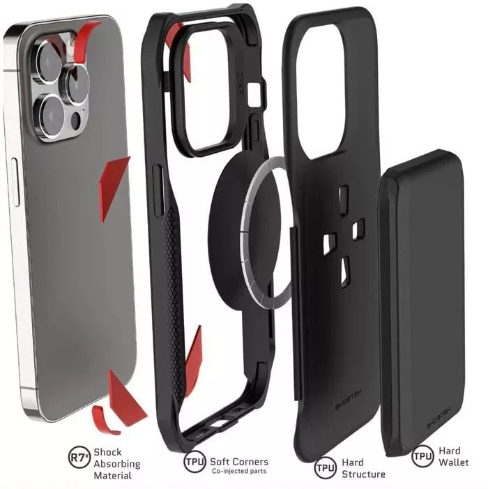 CARCASA ANTIGOLPE EN COLOR EN COLOR NEGRO CON TARJETERO PARA IPHONE 15 PRO Max