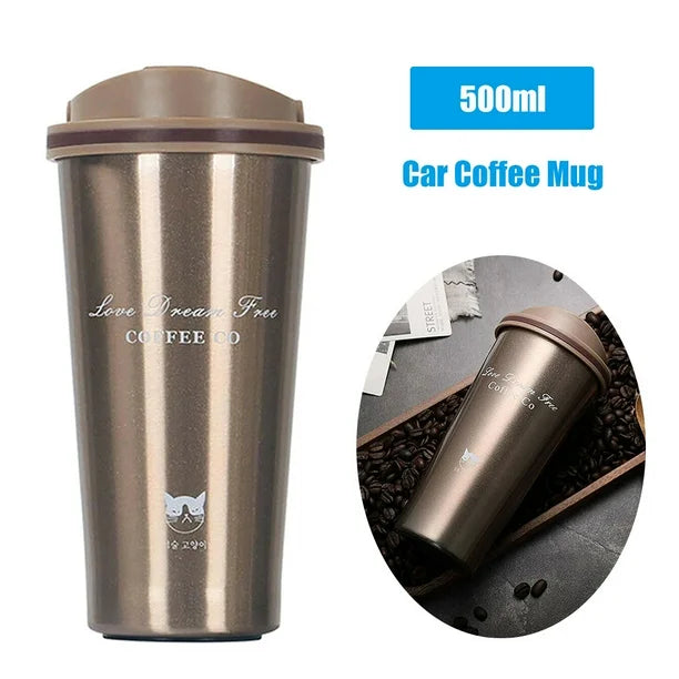 Taza de café de acero inoxidable para coche de 500 ml