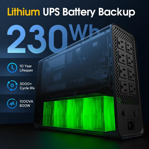 UPS GoldenMate 1000VA / 800W LiFePO4 con Onda Sinusoidal Pura 120V