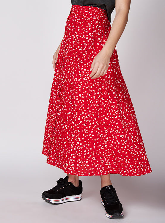 FALDA INDEX LARGA ABOTONADA FLORES