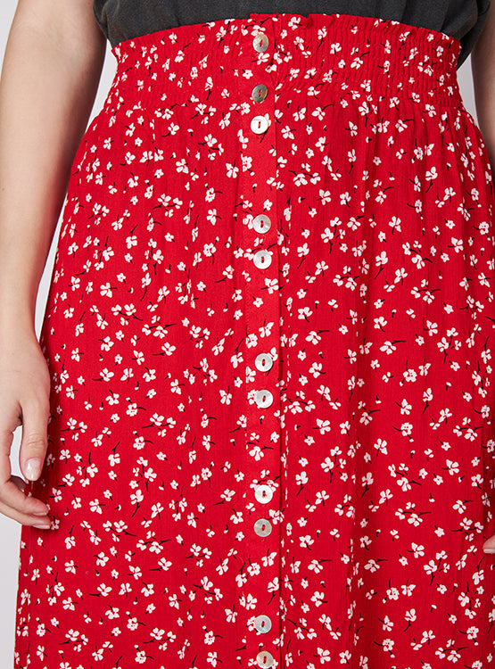 FALDA INDEX LARGA ABOTONADA FLORES