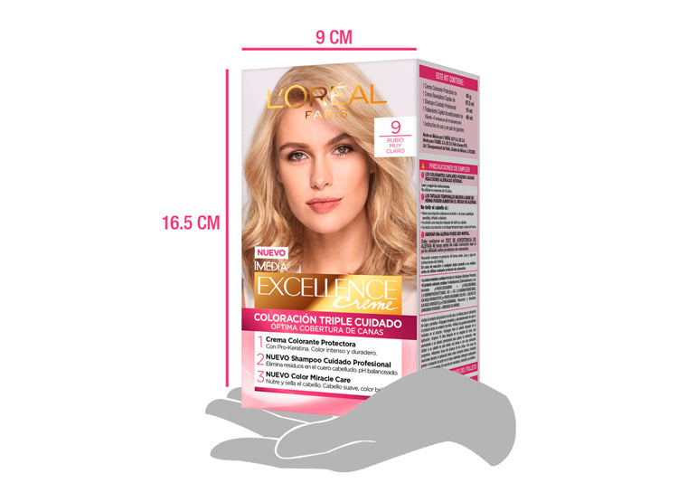 PACK 3 COLORACION EXCELLENCE 9 RUBIO MUY CLARO