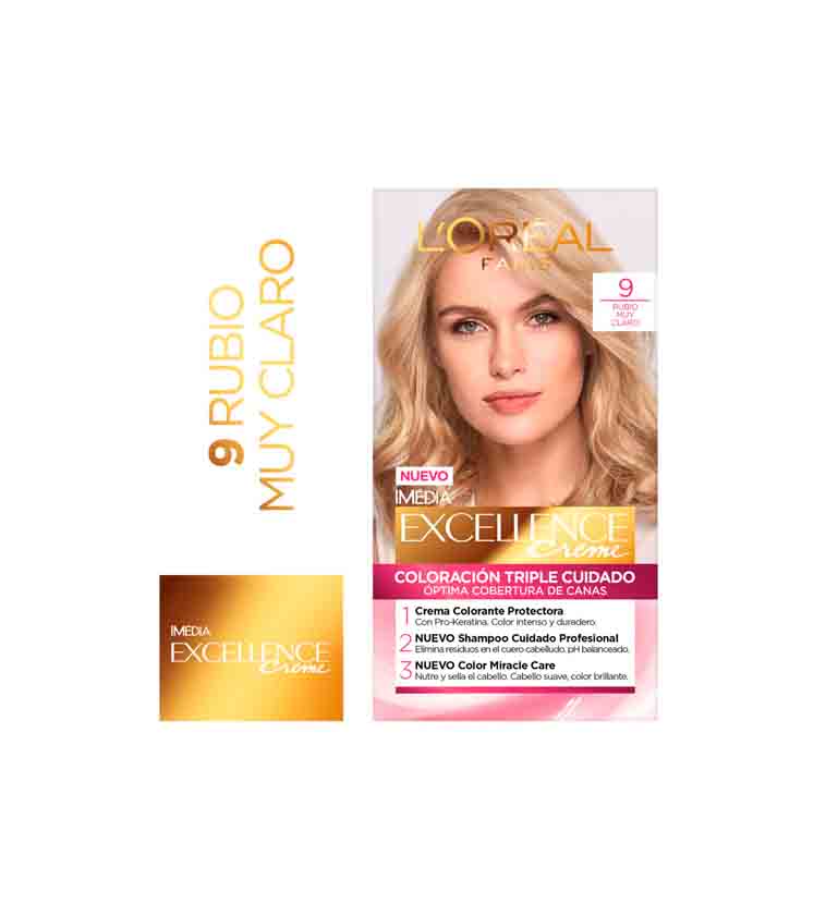 PACK 3 COLORACION EXCELLENCE 9 RUBIO MUY CLARO
