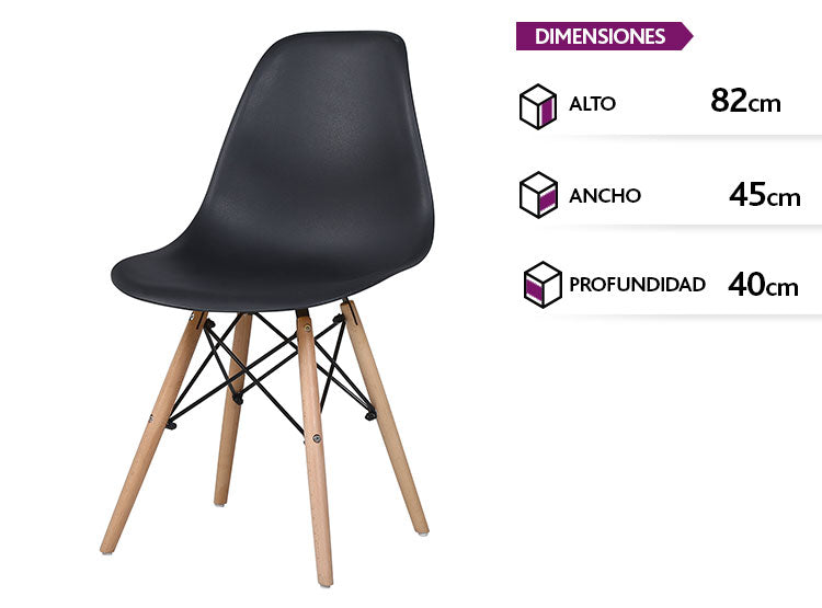 Combo Escritorio Con Silla Agnes Negro 4 Patas
