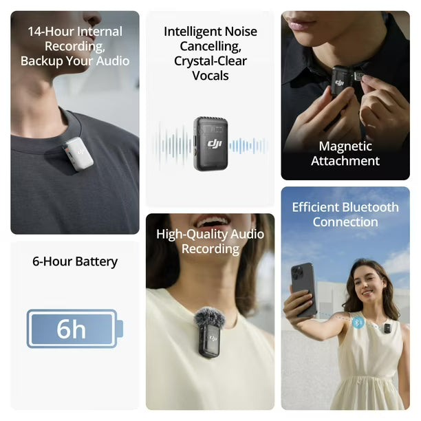 Micrófono Inalámbrico DJI Mic 2 Transmisor con Cancelación Inteligente de Ruido