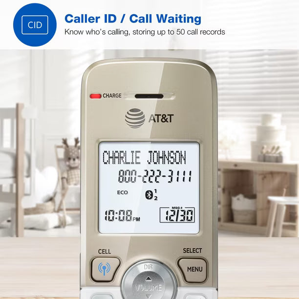 Accesorio de Teléfono Inalámbrico AT&T DL70019 con Bluetooth y Bloqueo de Llamadas | Auricular Adicional DECT 6.0 110V