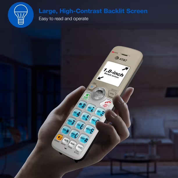 Accesorio de Teléfono Inalámbrico AT&T DL70019 con Bluetooth y Bloqueo de Llamadas | Auricular Adicional DECT 6.0 110V