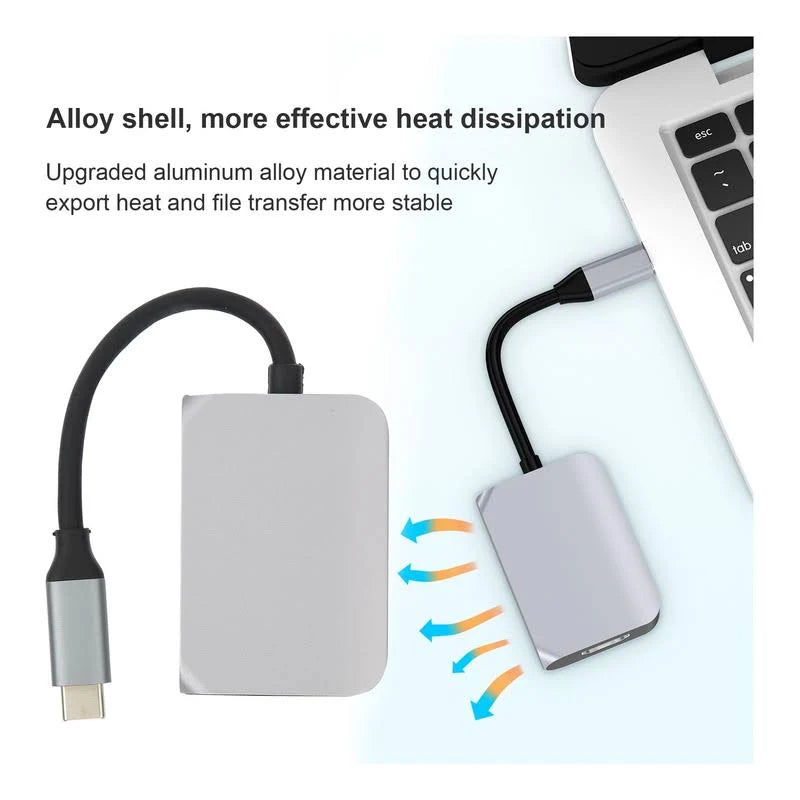 Adaptador Tipo C 3 En 1 Multi USB 3.0 , adaptador HDMI + PD