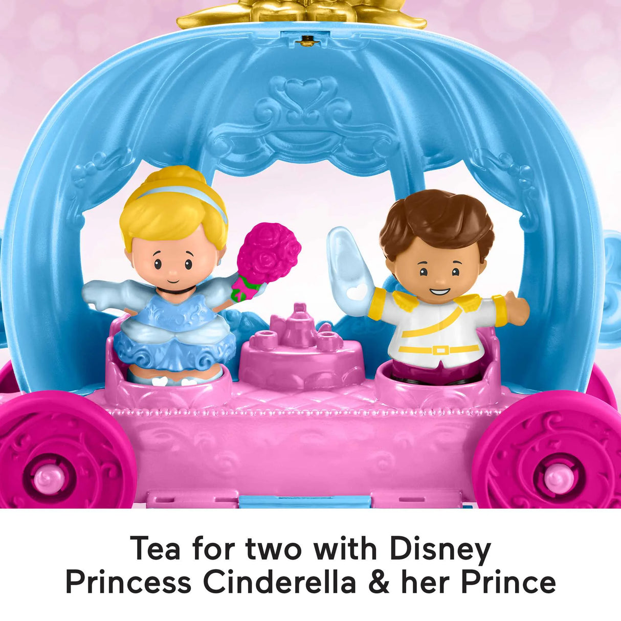 Disney Princess Juego para Niños Pequeños con Caballo y Figuras, Little People, Auto de Baile de Cenicienta