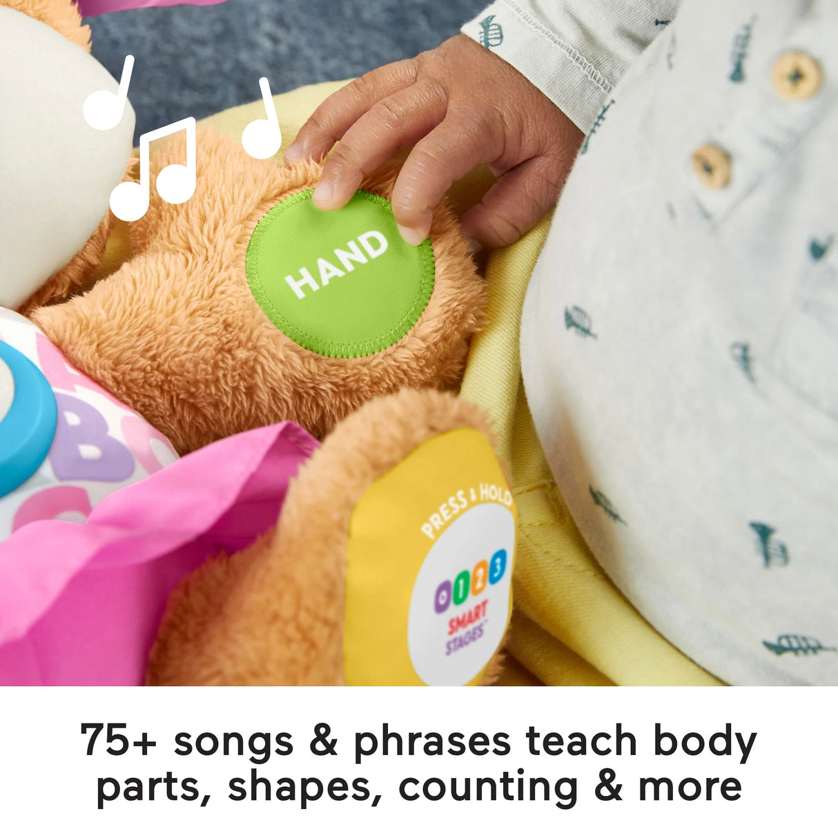 Fisher-Price Laugh & Learn Smart Stages Hermana Cachorro Peluche Juguete de aprendizaje para bebé, Bebés y niños pequeños, 6 Meses y más