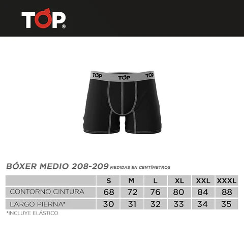TOP Boxer Medio Algodón Color Pack 5. Gama Azul Oscuro