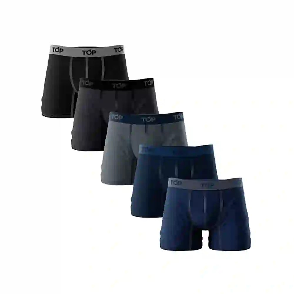 TOP Boxer Medio Algodón Color Pack 5. Gama Azul Oscuro