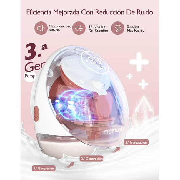 Momcozy Extractor de Leche Eléctrico Portátil Mobile Flow|M9, 1 Paquete, Rojo