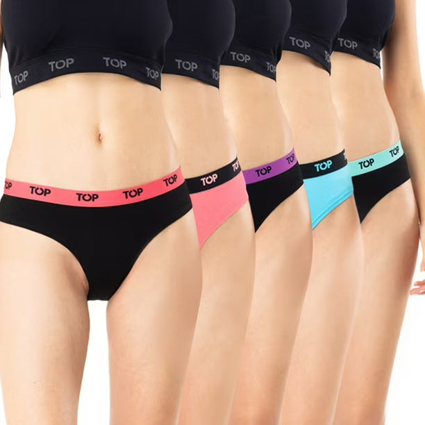Pack 5 Calzón Elástico Bikini Algodón Mujer – Multicolor