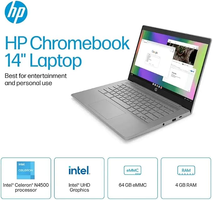 Notebook HP Chromebook 14” Intel Celeron N4500 4 GB RAM 64 GB eMMC – Reacondicionado