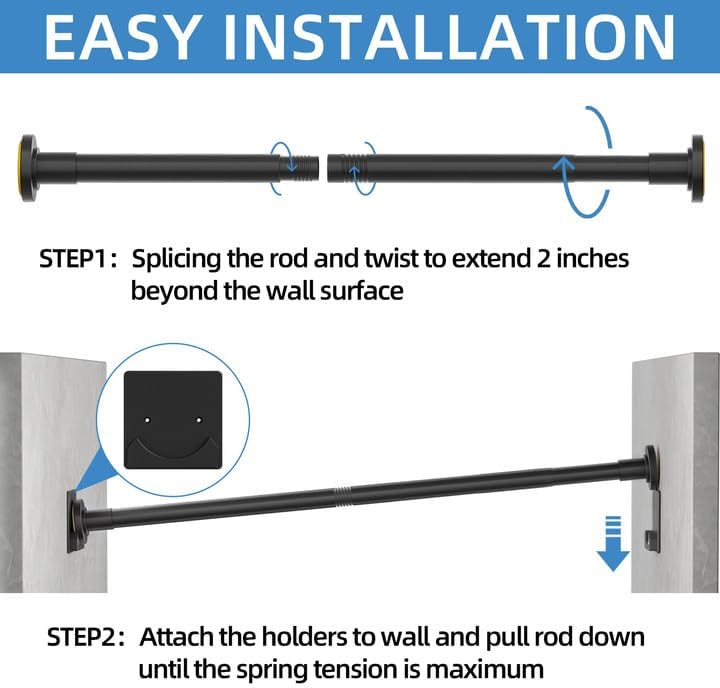 Barra Extensible CorkLatta para Cortina de Ducha Negra Mate de 81 a 203 cm