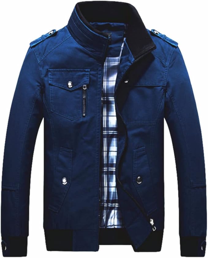 Chaqueta Hombre cuello Pie Abrigo Urbano Clásico Múltiples Bolsillos