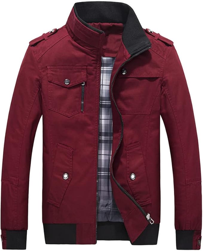 Chaqueta Hombre cuello Pie Abrigo Urbano Clásico Múltiples Bolsillos