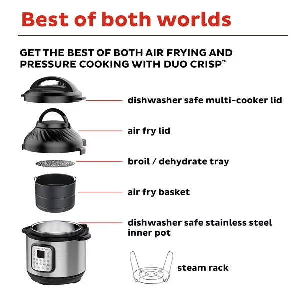 Instant Pot Duo Crisp 11 en 1 con Freidora de Aire y Olla a Presión Eléctrica 6 Litros | 120V