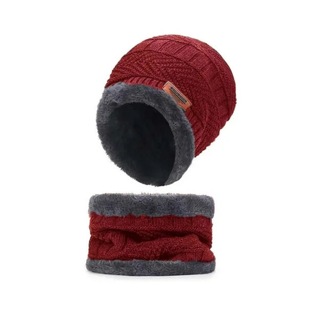 Conjunto Gorro Bufanda Frío Tejido Lana Unisex Moda