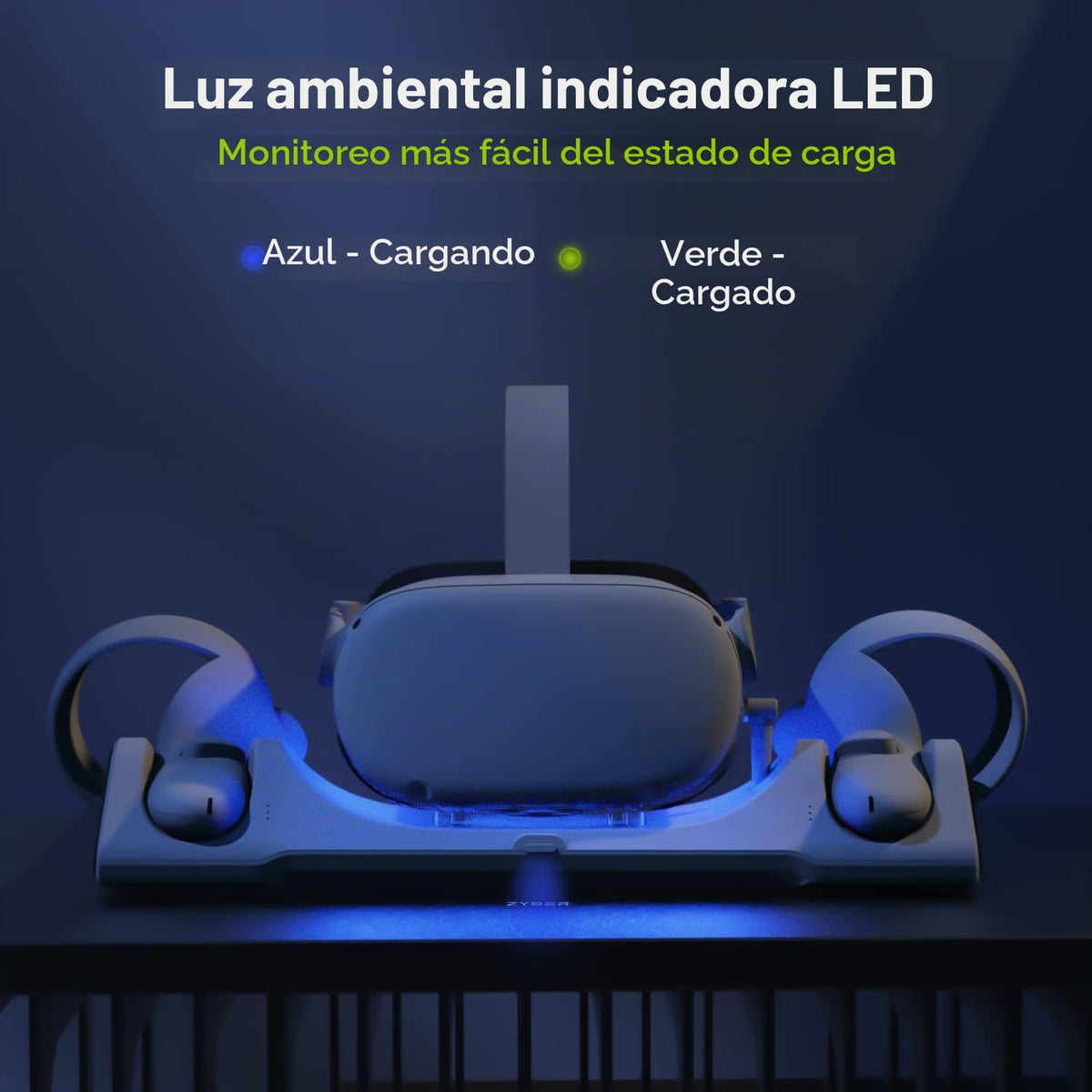 Base de Carga ZYBER AL-Q016 para Meta Quest 2 – Dock VR con 2 Baterías
