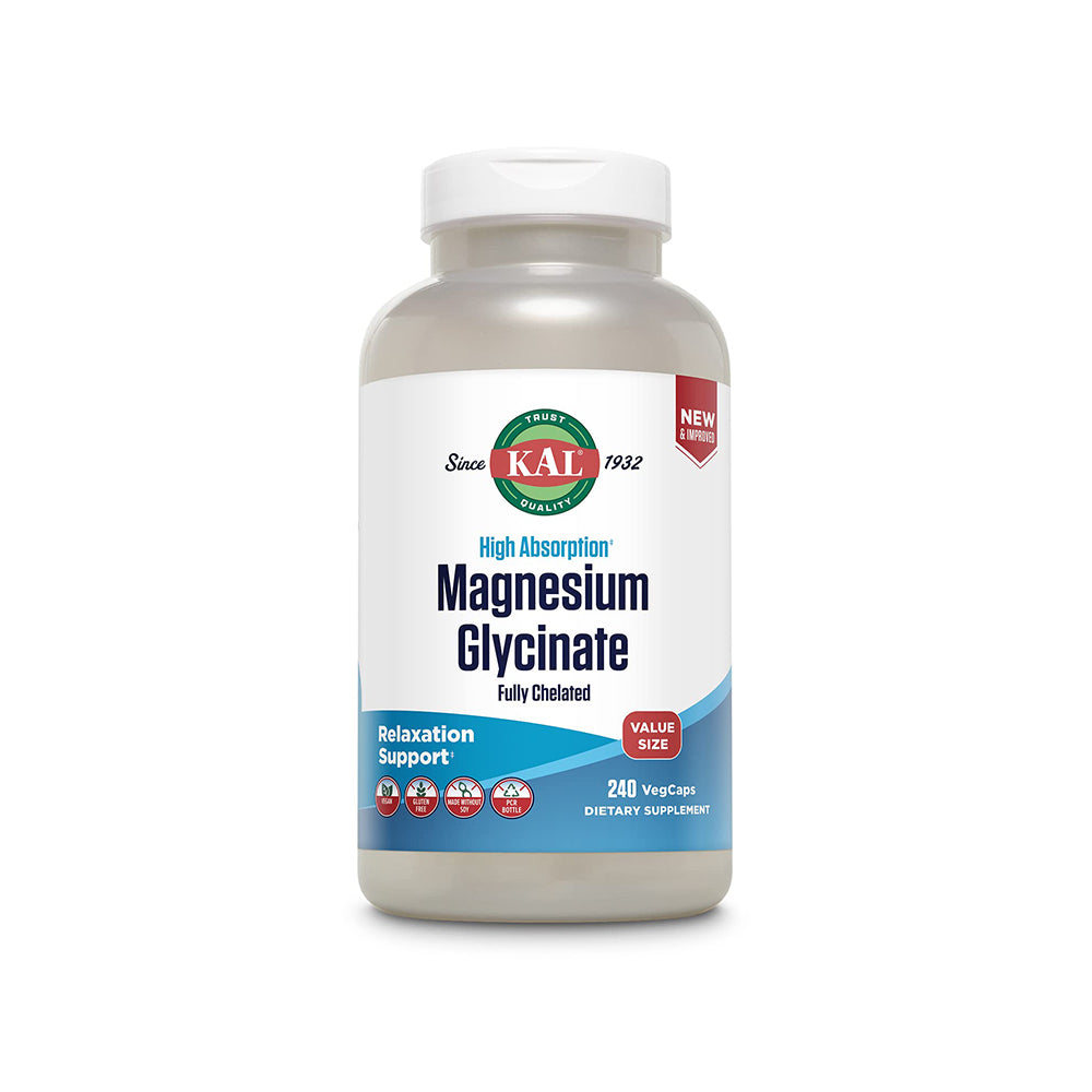 KAL Magnesium Glycinate Alta Absorción | Magnesio Bisglicinato Quelado | 240 Cápsulas Veganas | 60 Porciones