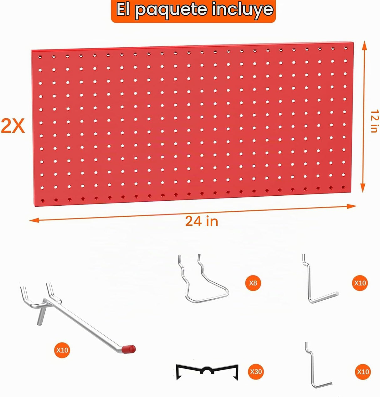 Organizador de Pared TORACK Pegboard Metálico 70 Piezas para Herramientas