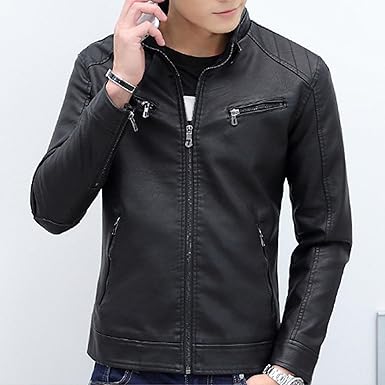 Chaqueta de motociclista de Ecocuero para hombre cuello alto
