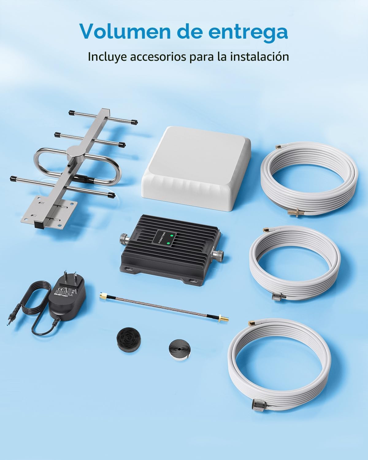Amplificador de Señal Celular Phonetone 65 dB – 4G LTE y 5G – Bandas 12/13/17 – Hasta 4.500 ft²