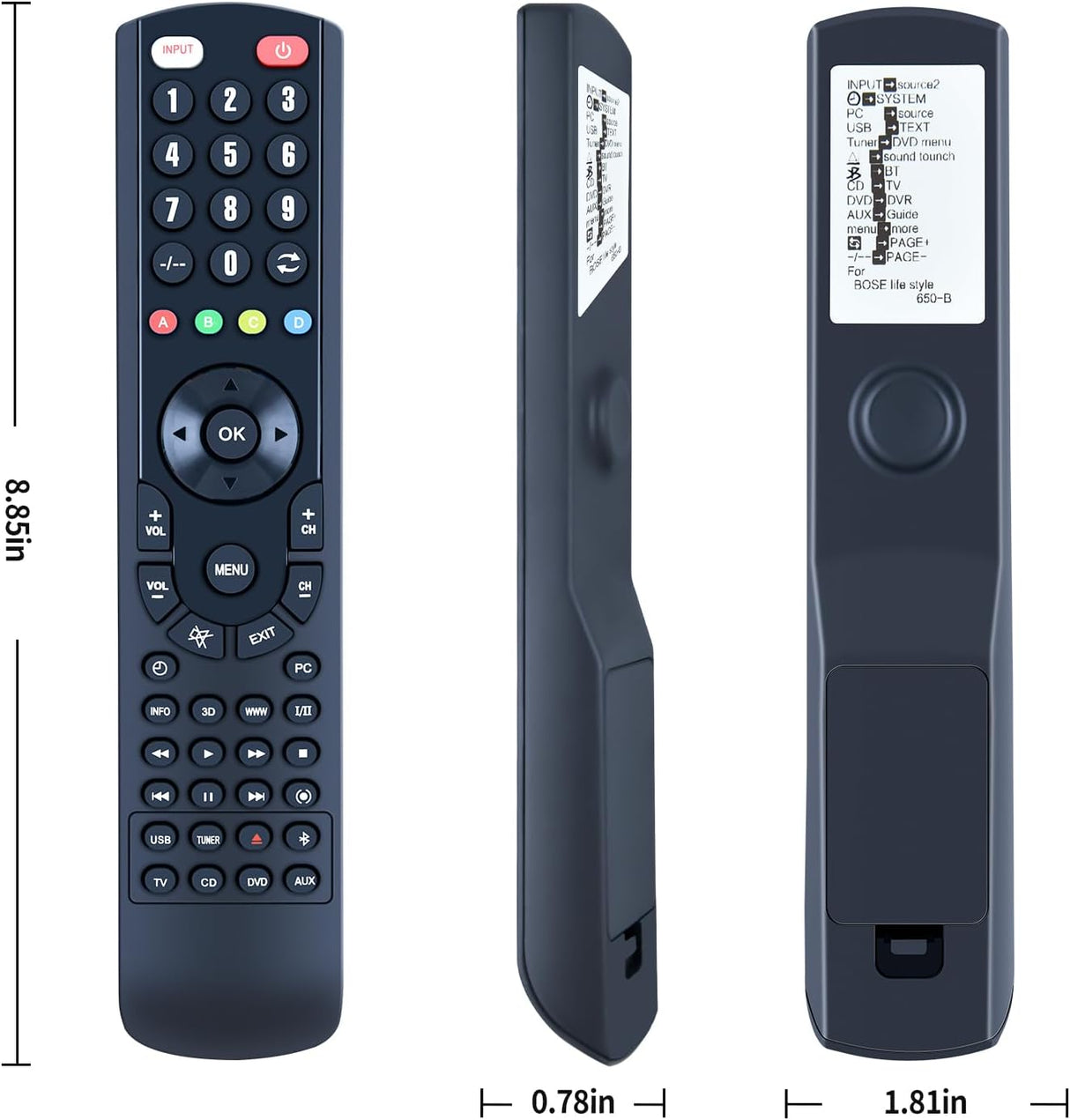 PZL Control Remoto de Reemplazo para Bose Lifestyle 650 / 600 / 550 – 743877-0010