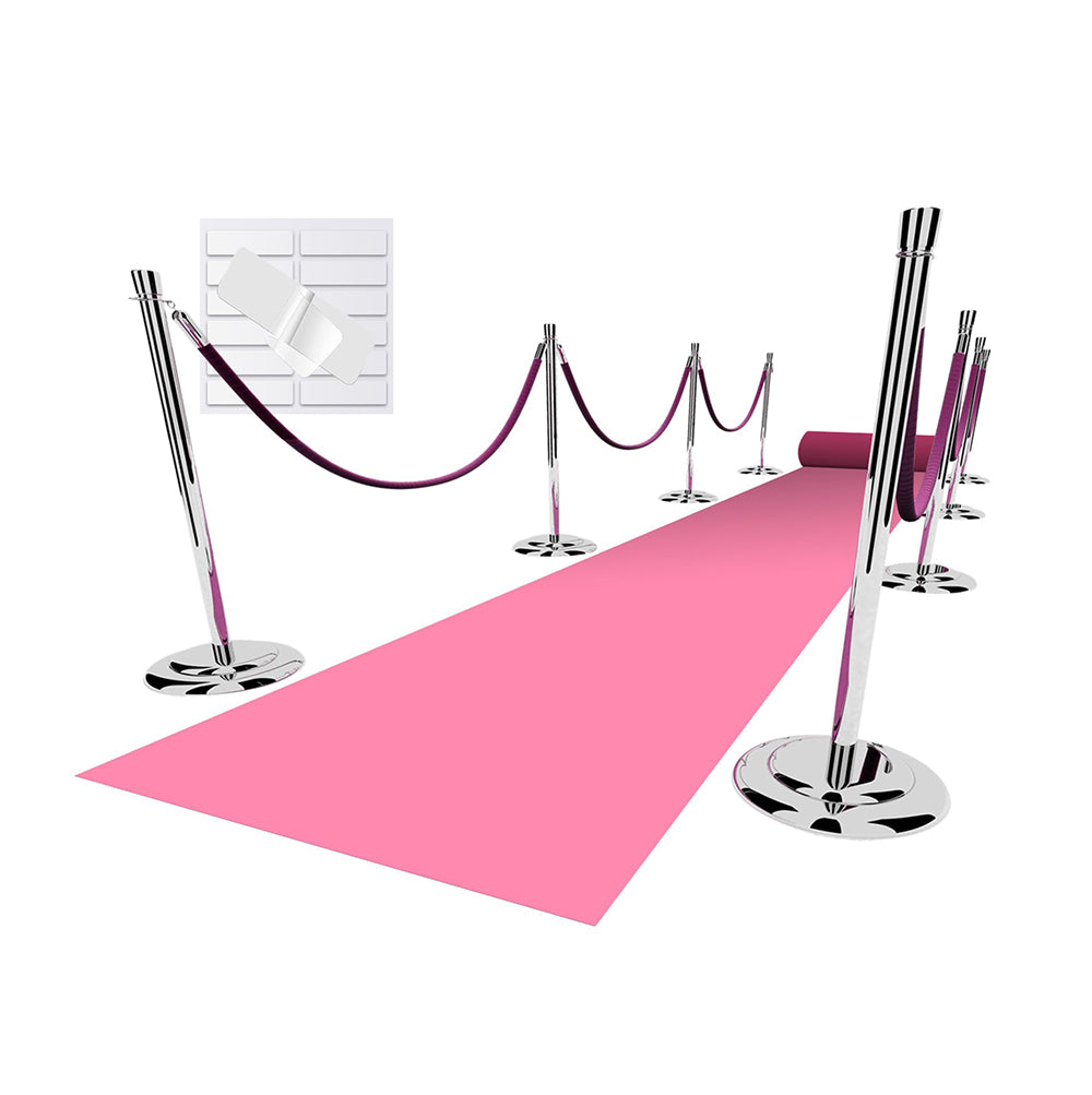 Alfombra rosa para fiesta, 1 x 4.5 Mts, fieltro no tejido de 130 GSM con adhesivo de doble cara sin rastros