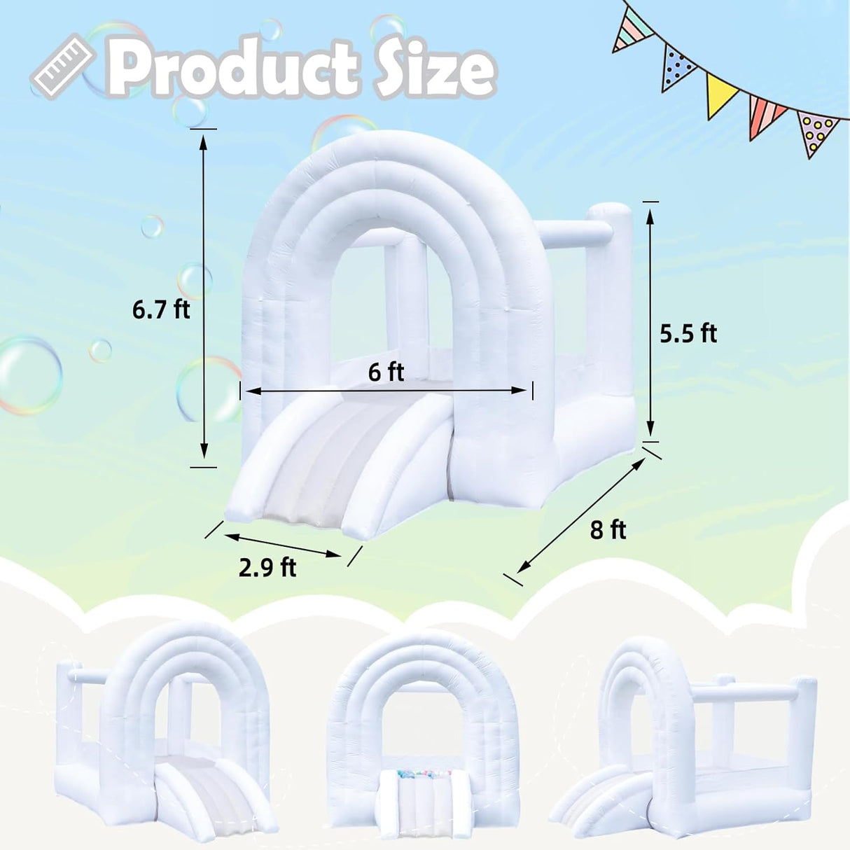Castillo inflable blanco con tobogán