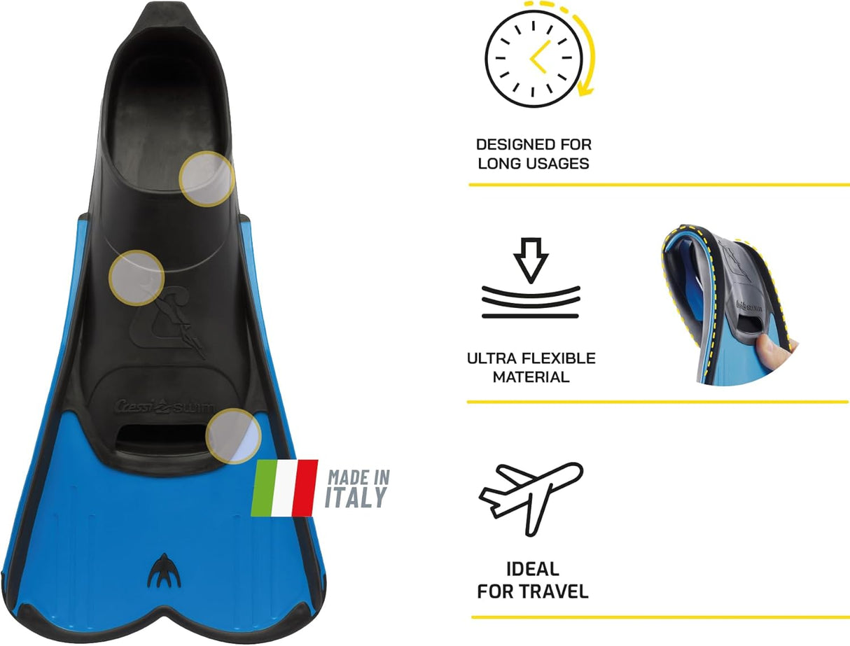 Aletas cortas Cressi con calzante completo para nadar o entrenar en piscina y mar - Ligeras: fabricadas en Italia