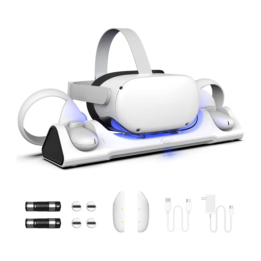 Base de Carga ZYBER AL-Q016 para Meta Quest 2 – Dock VR con 2 Baterías