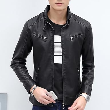 Chaqueta de motociclista de Ecocuero para hombre cuello alto