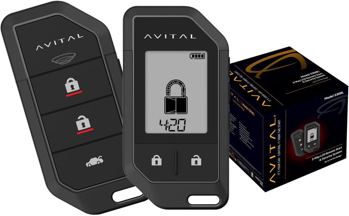 Sistema de Seguridad y Arranque Remoto Avital 5308L | Alarma Automotriz Bidireccional con 2 Controles Remotos