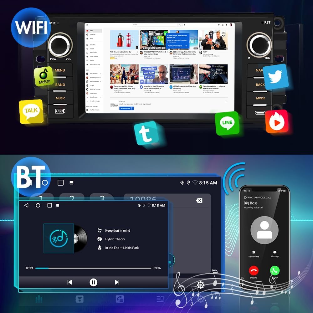 Radio Multimedia para Auto Litillbuly 7" Android 13 – CarPlay, Android Auto y Cámara de Retroceso