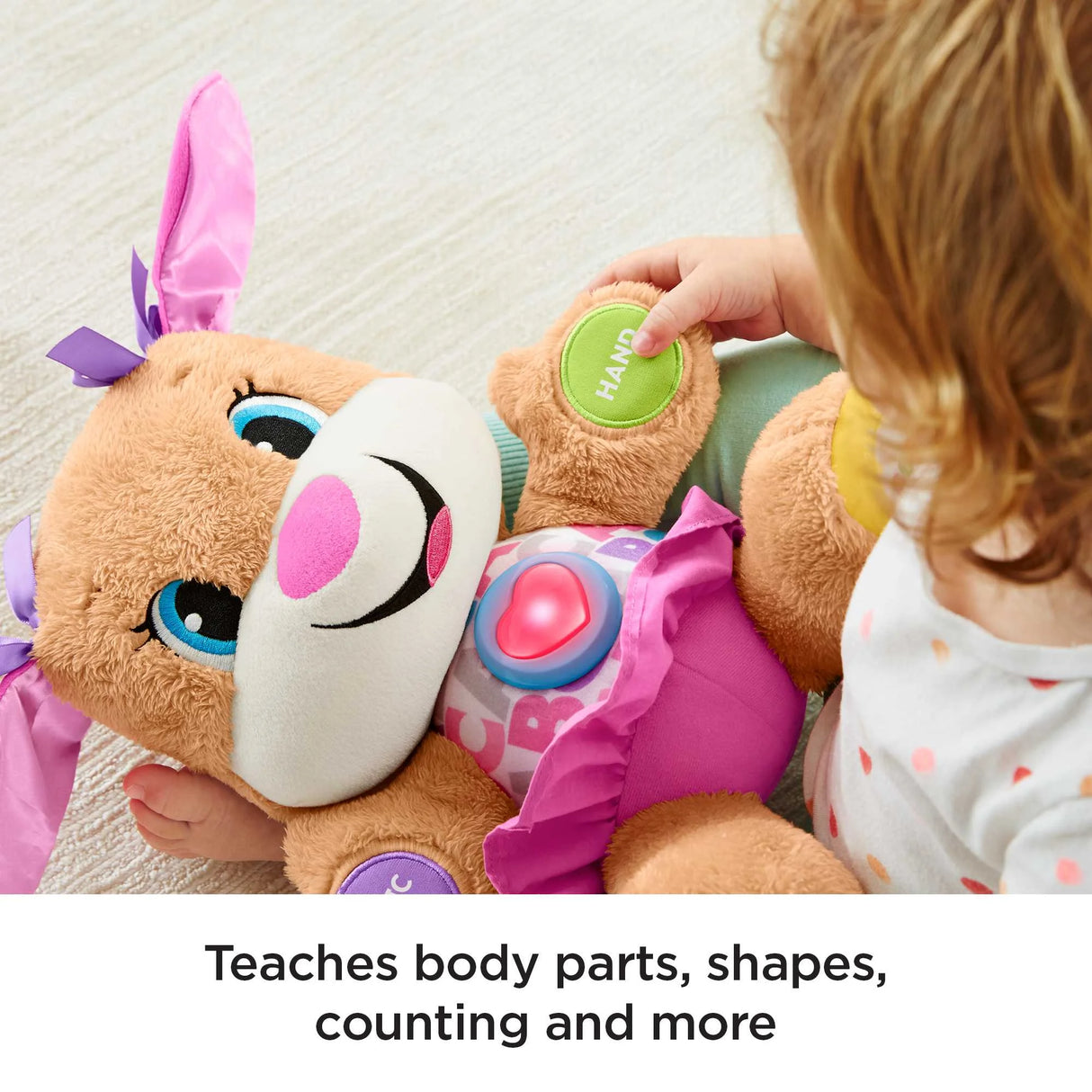 Fisher-Price Laugh & Learn Smart Stages Hermana Cachorro Peluche Juguete de aprendizaje para bebé, Bebés y niños pequeños, 6 Meses y más