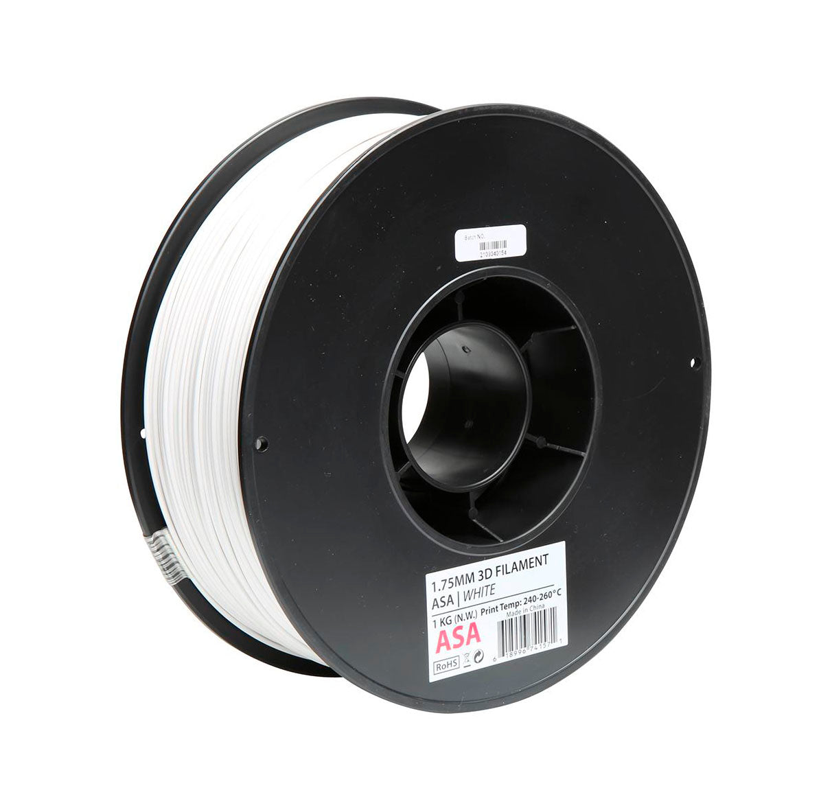 Filamento para impresora 3D ASA blanco de 1,75 mm (1 kg)