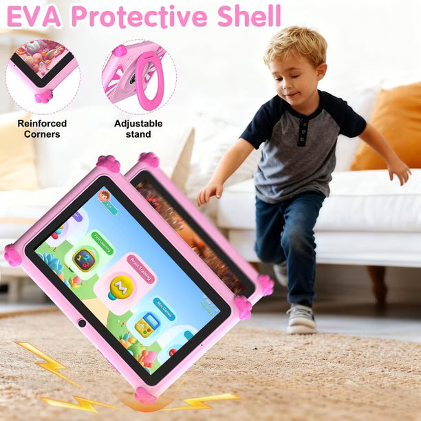 Tablet Infantil Ascrecem Kids de 7” Android 15, 6 GB RAM, 32 GB ROM, Rosa