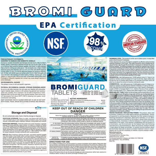 Tabletas de Bromo Bromiguard para Spa y Jacuzzi 0,45 kg, 1,8 kg, 2,7 kg (28-30 tabletas)