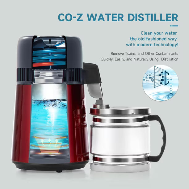Destilador de Agua CO-Z 4 Litros Acero Inoxidable 750W | Nuevo | Embalaje Dañado 120V
