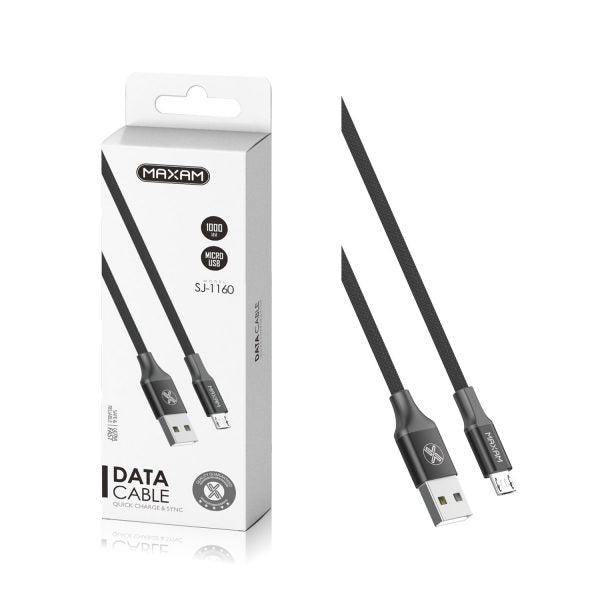 Cable De Datos Y Carga Micro USB Tejido 2A 1M – Negro