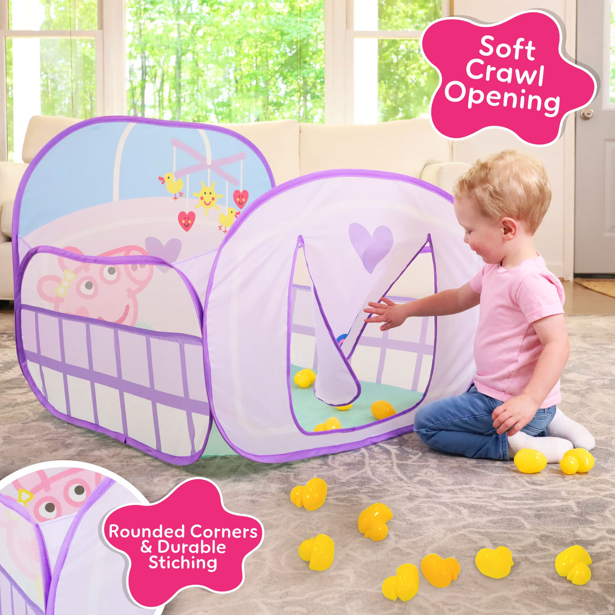 Peppa Pig Ball Pit Crib – Piscina de Pelotas Pop-Up con 20 Pelotas de Patito