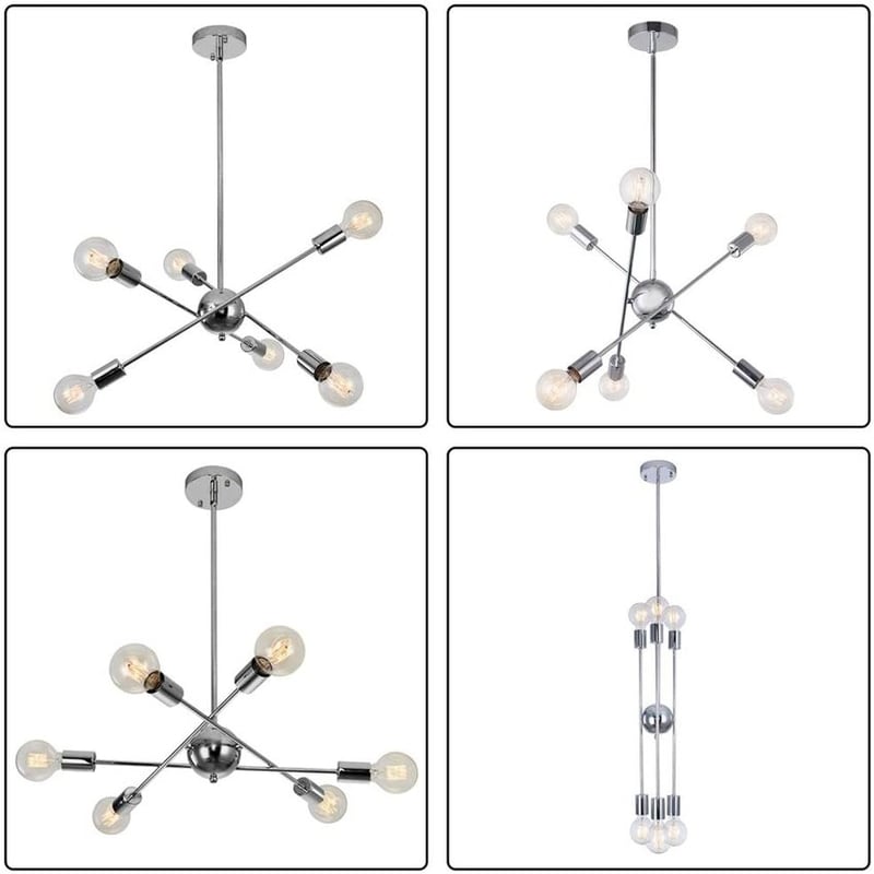 Lámparas de araña lujo iluminación colgante con 6 E27 plata