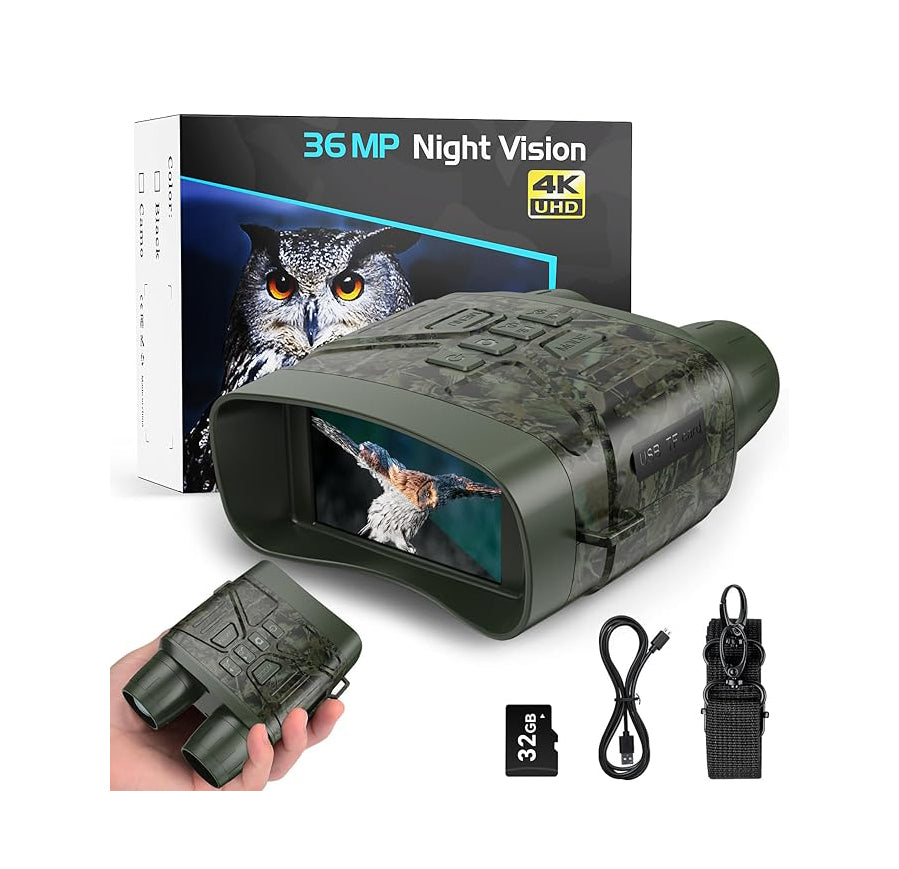 Binoculares de visión nocturna infrarroja 4K con batería recargable